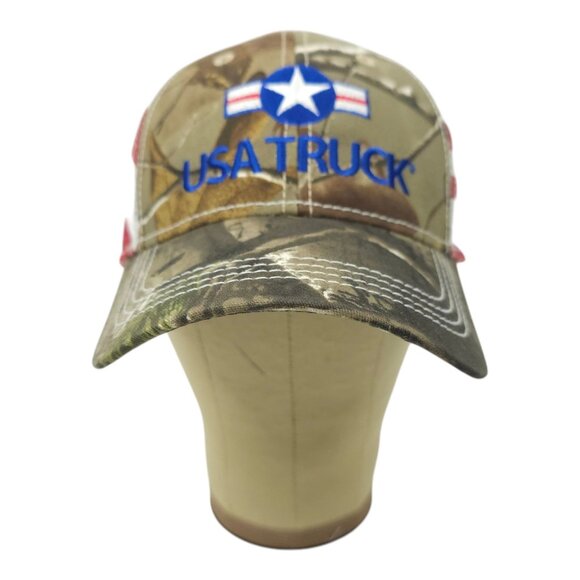 USA Truck Realtree AP Camo Flag Mesh Strapback Cap Trucker Baseball Hat America - Picture 9 of 13